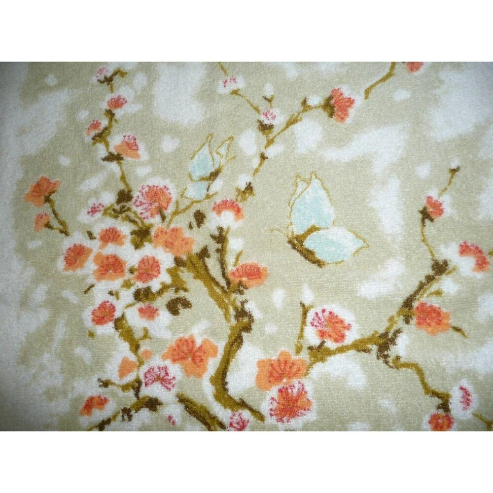 VTG set Leshner Cotton Bath + Head Towel Butterfly Floral Branches Butterflies